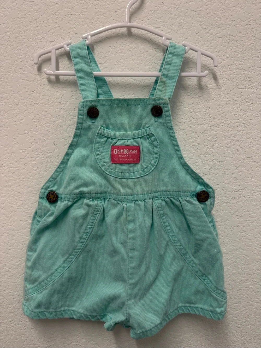 1980s Vintage OshKosh B'gosh Mint Green Toddler Overalls - Rare Find